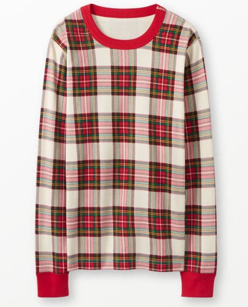 Hanna Andersson Pajama Top Adult SZ L Family Holiday Plaid Long Sleeve Organic
